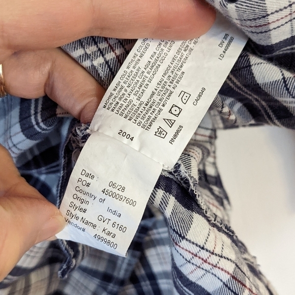 GLORIA Vanderbilt plaid embroidered boho cotton shirt size XL @R - Picture 7 of 10